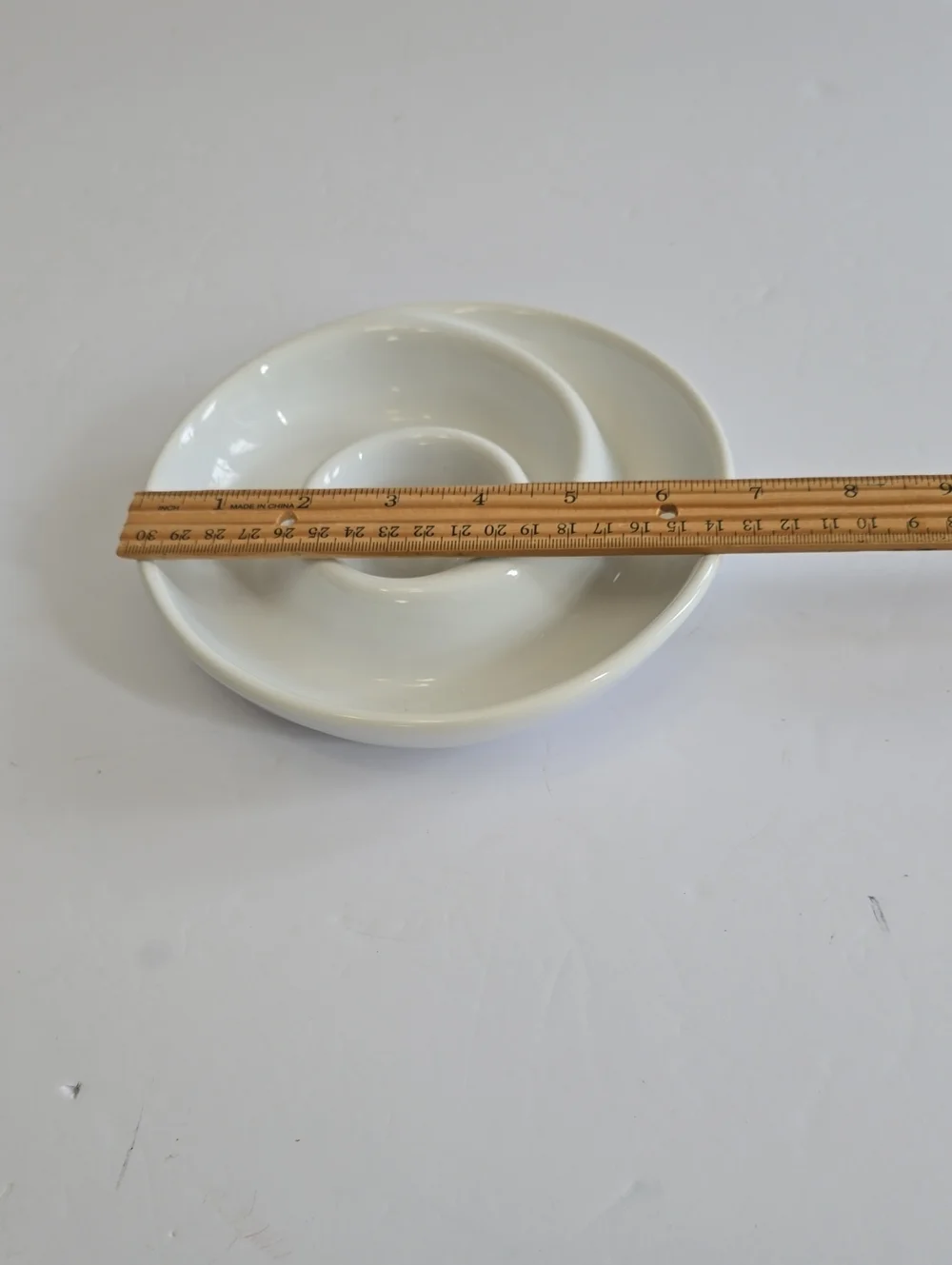 Vintage Pottery Barn Set Of 2 Swirl Appetizer Dipping Plates White Stackable